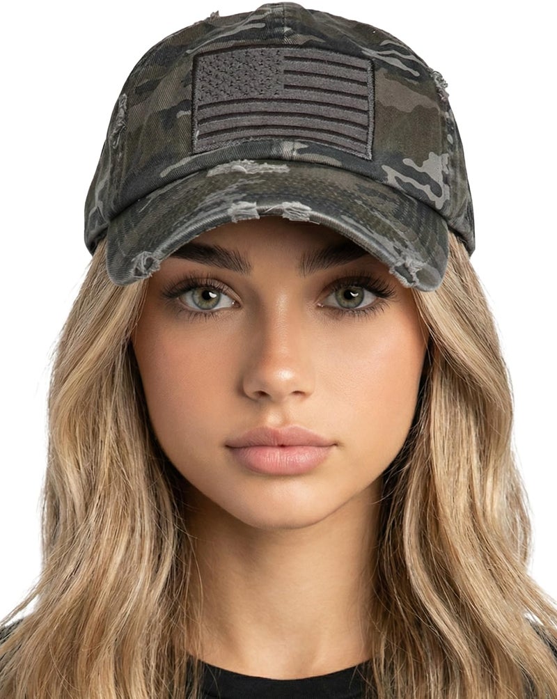 Funky Junque Women's Distressed Vintage Baseball Cap, Softball Mom Hat, Happy Camper Hat, Beach Baseball Caps for Women - Softball Mom - Black - Image 1